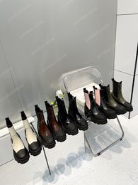 Ботинки «Челси» среднего размера, роскошные кожаные ботинки «Челси» Ganni Tire, массивные туфли на платформе, женские высокие сапоги Knight, дизайнерские женские ботинки
