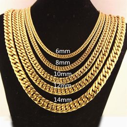 Chains 6 8 10 12 14 17 19mm Width Trendy Gold Chain For Men Women Hip Hop Jewelry Stainless Steel Curb Necklace Jewelery2495