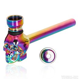 New 129MM Long Smoking Glass Pipe Rainbow Blue Colour with Metal Bowl Glass Pipes Oil Burner Smoking Pipes Smoking Accessories
