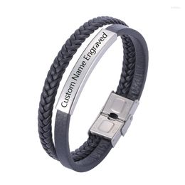 Charm Bracelets Braided Leather Wristband Bracelet Men Hand Jewelry Customizable Trendy Stainless Steel Vintage Bangles Gift