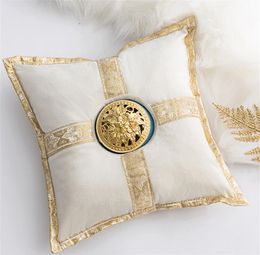 CushionDecorative Pillow Middle East Luxury Ceramic Incense Censer Holder Creative Golden Cushion Home Tea House Yoga Accessories 30x30cm 230923