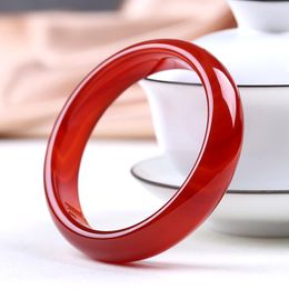 Bangle Natural Authentic Brazilian Red Agate Jade Bracelet Women's Girls' Mother's Life Year Wangfu Chalcedony B