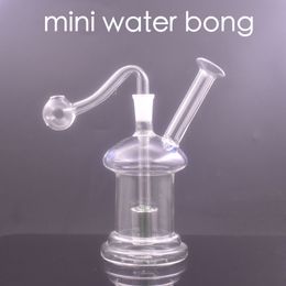 Wholesale Newest mushroom Shape Small Bubbler Hookah 10mm female MINI water dab rig bongs pipe with glass oil burner bowl