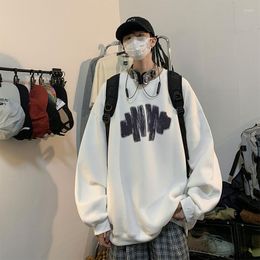 Men's Hoodies Round Neck Sweater Korean Versatile Loose Oversized Top Autumn Hip High Street Harajuku Casual Shirt Streetwear