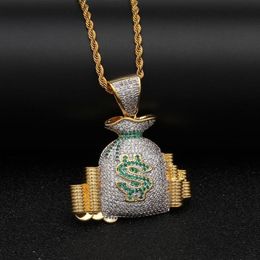 Pendant Necklaces Classic Men's Money Bag Necklace Fashion Cash Coin Hip Hop Charm Bead Jewelry Gift For Men And Women251b