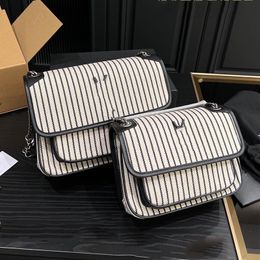 Chain Bag Nikis Women Crossbody Designer Bag Messenger Bag Shoulder Bag Striped Canvas Leather Handbag Luxury Silver Sliding Chains Black Fashion Letter Buckle