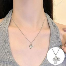 Chains 925 Sterling Silver Yellow Diamond Mushroom Necklace For Women Girl Cute Fashion Design Jewellery Birthday Gift Drop