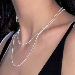 Chains White Silver-Color Double Layers Simple Fashion Necklace For Women Choker