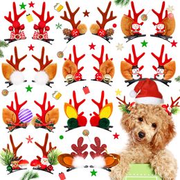 Dog Apparel 2PCS Christmas Hair Clips For Dogs Handmade Pet Clip Bows Small Cat Accessories Supplies 230923