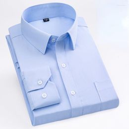 Men's Casual Shirts Solid Basic Dress Shirt Big Plus Size 7XL 8XL Long Sleeve Male Standard-fit Formal Social Grey Blue Work Office Business