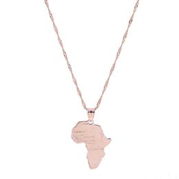 Silver Rose Gold Africa Map Pendant Necklace Hip Hop Jewellery Map of Africa269P