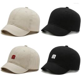 Berets Solid Colour Letter M Short Brim Baseball Cap For Men Women Soft Cotton Snapback Sun Visors Hat Unisex Hip Hop Peaked Caps