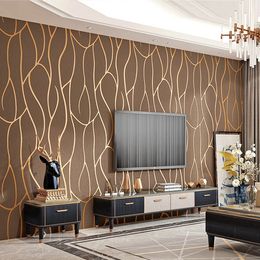 Clássico listra 3d espuma papel de parede luxo em relevo rebanho rolo quarto moderno papéis de parede