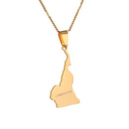 Stainless Steel Republique du Cameroun Map Pendant Necklace Douala Yaounde Africa Jewellery Cameroon Map Chain Jewelry257Q