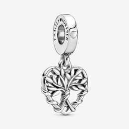 100% 925 Sterling Silver Heart Family Tree Dangle Charms Fit Original European Charm Bracelet Fashion Women Wedding Engagement Jew293I