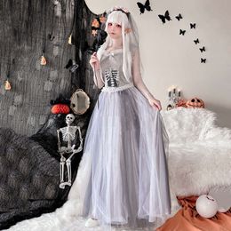 Halloween Adult Apparel Ghost Bride Wedding Dress Skull Zombie Dress Terror Doll Witch Makeup Ball Dress