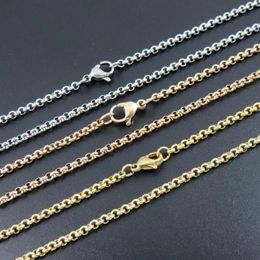 Chains Necklace Women Stainless Steel Long Men Fashion Rose Gold Chain Pearl Jewellery On The Neck Whole249M