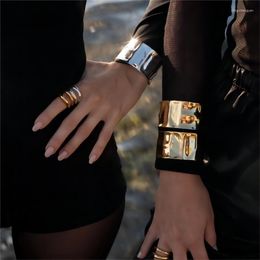 Bangle Asymmetric Open Wide Statement Cuff Bracelets Bangles For Women Gold Color Geometric Designer Wild Punk Jewelry 2023