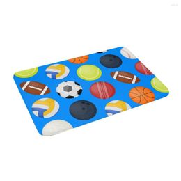 Carpets Sports Balls 24" X 16" Non Slip Absorbent Memory Foam Bath Mat For Home Decor/Kitchen/Entry/Indoor/Outdoor/Living Room