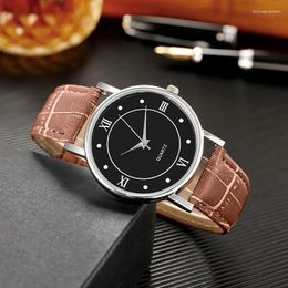 Wristwatches Men Quartz Watch Top Brand Fashion Casual Luxury Dress Genuine Brown Leather Strap Watches With Waterproof Relojes