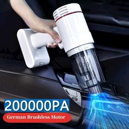 Vacuum Cleaners Car Vacuum Cleaner Metal Filter German Brushless Motor 200000PA Wireless Portable Accessory Automotive Handheld Home ElectricalYQ230925