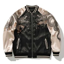 Men's Jackets Spring and Autumn Embroidered Jacket Dragon Animal Men's Baseball Uniform Embroidered Contrast Color Casual Couple Clothes L230925