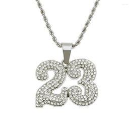 Chains Men Women Number 23 Crystal Pendant Necklace For Fans Male Hip-hop Basketball Lover Iced Out Rock Fashion Charm Jewellery