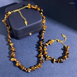 Pendant Necklaces Trendy Men Beads Irregular Natural Tiger Eye Stone Knotted Fashion Women Jewellery