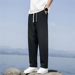 Men's Pants Summer Sweatpants Man Solid Colour Try Breathable Cotton Pocket Elastic Waist Trousers Loose Fitness Baggy Streetwear