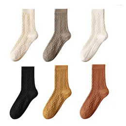 Women Socks 5 Pairs Autumn And Winter Fashiona Medium Tube Versatile Comfortable Breathable Pure Colour Fragrant EU 35-40