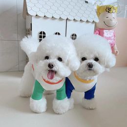 Dog Apparel Pet Clothes Spring Colorblock Short Sleeve T-Shirts Cute Soft Cotton Comfortable Summer Hooded Puppy