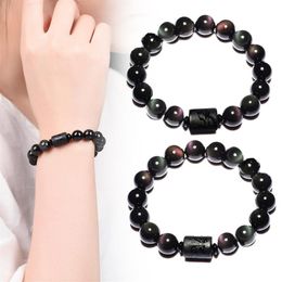 Anti-Swelling Black Obsidian Bracelet Handmade Dragons Phoenix Decoration Gift Jewelry A66 Beaded Strands226D