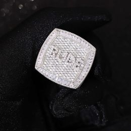 Iced Out d Color Vvs Moissanite Diamond Gold Plated 925 Sterling Silver Ring Mens Ring for Hip Hop Jewelry