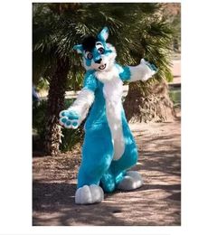 Halloween Blue Husky Dog Furry Mascot Costumes Halloween Cartoon Character Outfit Suit Xmas Outdoor Party Outfit Unisex