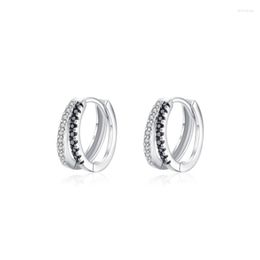 Hoop Earrings 925 Sterling Silver Shining Zircon Double Circle Exquisite For Women Engagement Wedding Party Fine Jewellery Gifts