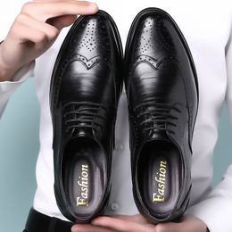 Dress Shoes Handcrafted Mens Oxford Shoes Genuine Calfskin Leather Brogue Dress Shoes Classic Business Formal Shoes Man 230925