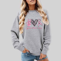 Women's Hoodies Fashion Printed Breast Cancer Awareness T-Shirts Summer Casual Loose Round Neck Creative Personalized Tees Women Clothes