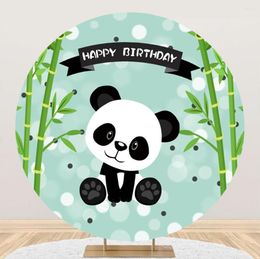 Party Decoration Round Fabric Backdrop Jungle Theme Wild One Animal Black White Panada Kids Birthday Baby Shower Wall Decorations