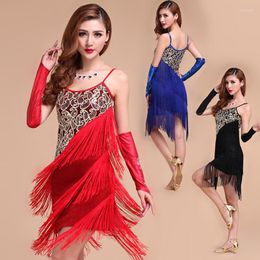 Stage Wear JustSaiyan Latin Dance Costume Performance Adult Tassel Sequins Clothing Customise Women's Dress