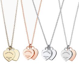 NEW Fashion 100% 925 Sterling Silver Necklace Pendant Heart Beads Link Chain Rose Gold Design Necklaces For Women Luxury Jewelry O2064