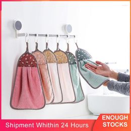 Towel 22x37cm Hand Towels With Hanging Loops Coral Velvet Soft Absorbent Cloth Dishcloths Kitchen Cleaning