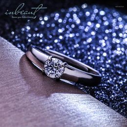 inbeaut Men Moissanite Ring 925 Silver Excellent Cut Pass Diamond Test 0 5 ct D Colour Moissanite Wedding Ring Male Gift1249I