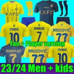 New 23 24 Al Nassr FC Soccer Jerseys Ronaldo 2023 2024 Home Away CR7 Gonzalo Mane Martinez Talisca Women FANS Player Version Men Kids