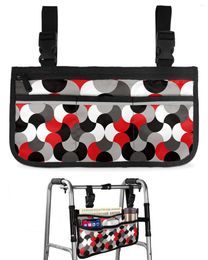 Storage Bags Middle Ages Modern Abstract Geometry Red Wheelchair Bag Armrest Side Electric Scooter Walking Frame Pouch