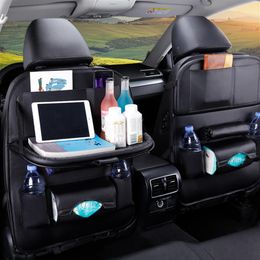 Car Back Seat Organizer Storage Bag with Foldable Table Tray Tablet Holder Tissue Box Auto Back Seat Bag Protector Accessories225S