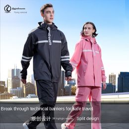 Rain Wear Adult reflective raincoat and rainpants set waterproof motorcycle outdoor hiking and fishing rainproof protective equipment 230925