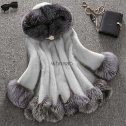 Women's Fur Faux Fur M-12XL Plus Size Luxury Imitation Mink Women Winter Faux Fur Coat Mid-Length Hooded Jacket Oversized Female Warm Parkas YQ230925