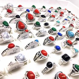 whole 100pcs women's rings Bohemia antique silver stone Finger joint ring mix styles fashion Jewellery Party Gifts dropship336x