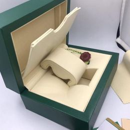 Top Quality Dark Green Watch Boxes Gift Case Booklet Card Tags And Papers Watches cases295q