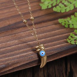 Chains D&Rui Fashion Teeth Shape Pendant Jewellery Necklace Luxury Inlay Eye Gold Colour Accessories Women's Party Gift Chain